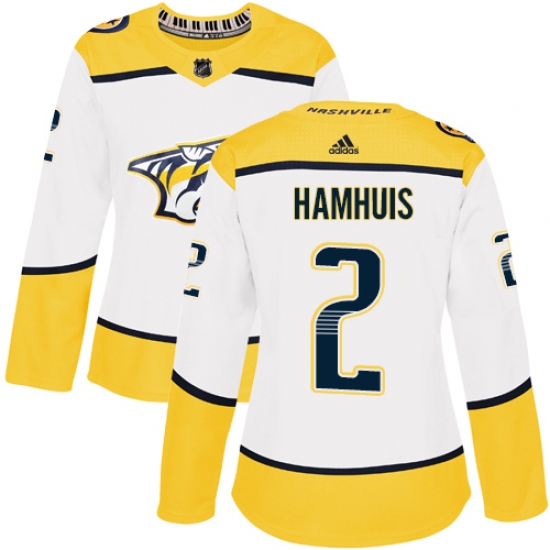 Women's Adidas Nashville Predators 2 Dan Hamhuis Authentic White Away NHL Jersey