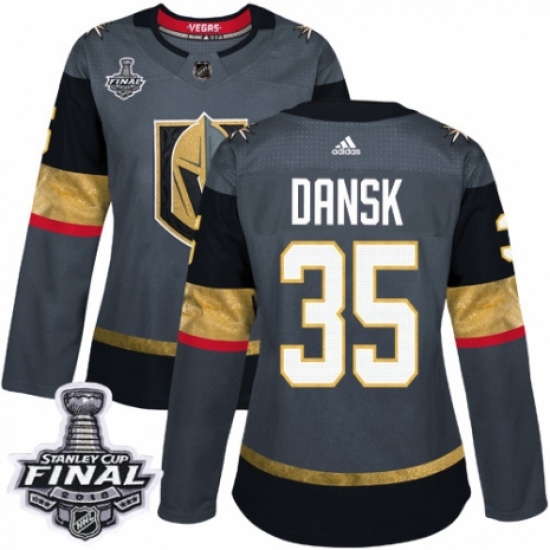 Women's Adidas Vegas Golden Knights 35 Oscar Dansk Authentic Gray Home 2018 Stanley Cup Final NHL Jersey