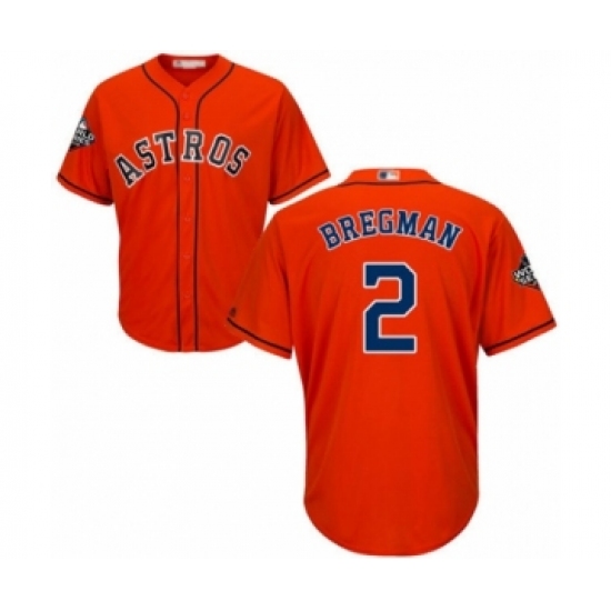 Youth Houston Astros 2 Alex Bregman Authentic Orange Alternate Cool Base 2019 World Series Bound Baseball Jersey