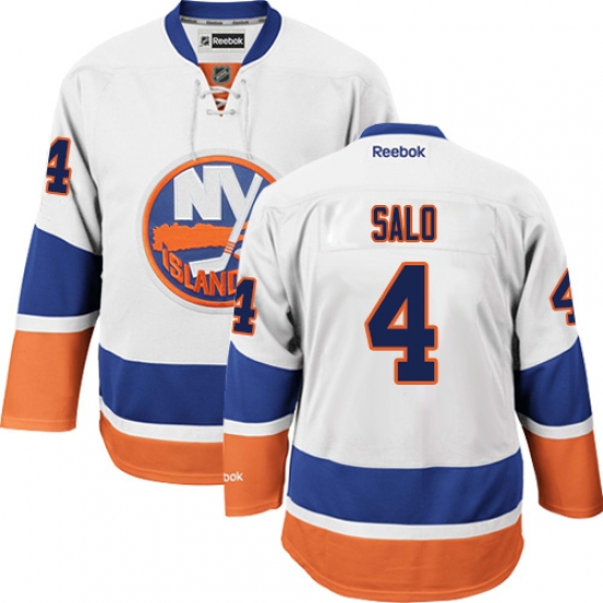 Men's Reebok New York Islanders 4 Robin Salo Authentic White Away NHL Jersey