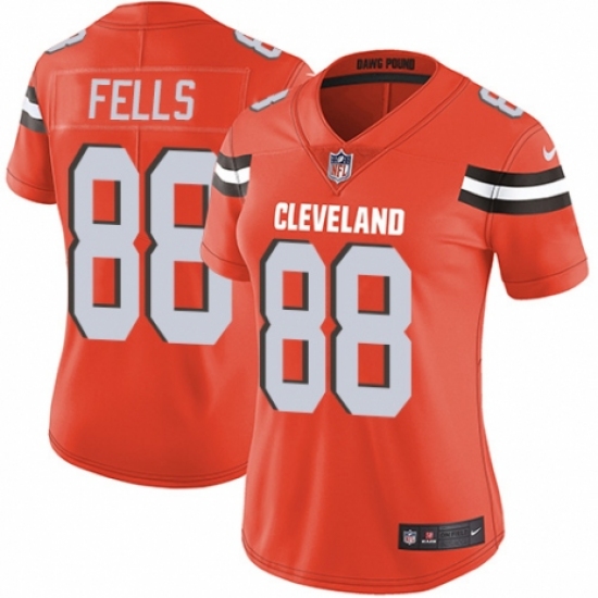 Women's Nike Cleveland Browns 88 Darren Fells Orange Alternate Vapor Untouchable Limited Player NFL Jersey