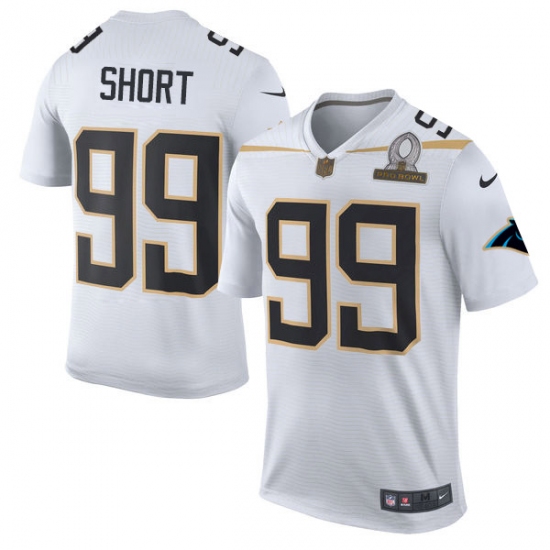 Men's Nike Carolina Panthers 99 Kawann Short Elite White Team Rice 2016 Pro Bowl NFL Jersey