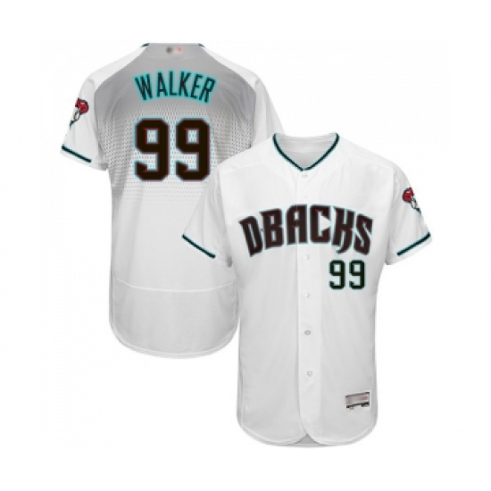 Men's Arizona Diamondbacks 99 Taijuan Walker White Teal Alternate Authentic Collection Flex Base Baseball Jersey