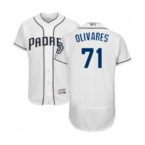 Men's San Diego Padres 71 Edward Olivares White Home Flex Base Authentic Collection Baseball Player Jersey