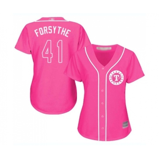Women's Texas Rangers 41 Logan Forsythe Replica Pink Fashion Cool Base Baseball Jersey