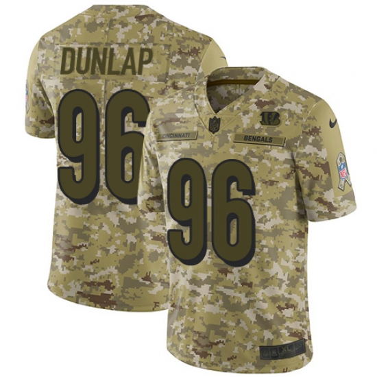 Men's Nike Cincinnati Bengals 96 Carlos Dunlap Limited Camo 2018 Salute to Service NFL Jersey