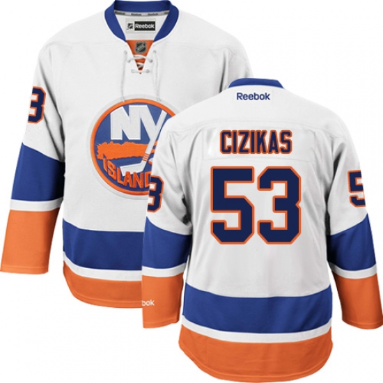 Men's Reebok New York Islanders 53 Casey Cizikas Authentic White Away NHL Jersey