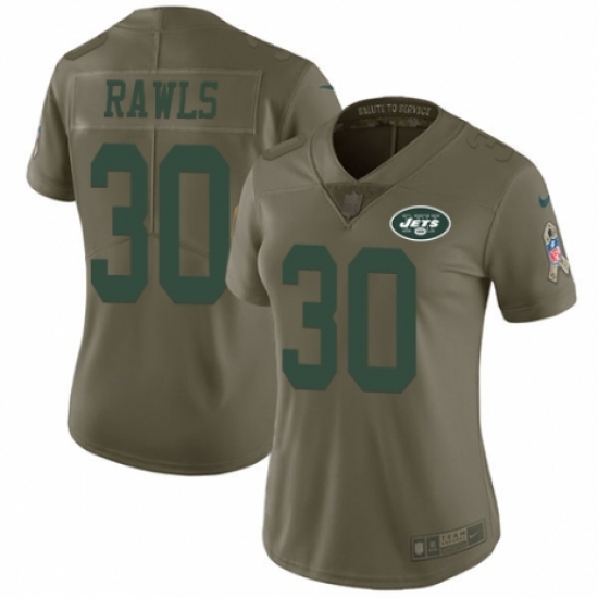 Women's Nike New York Jets 30 Thomas Rawls Limited Olive 2017 Salute to Service NFL Jersey