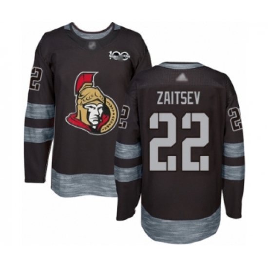 Men's Ottawa Senators 22 Nikita Zaitsev Authentic Black 1917-2017 100th Anniversary Hockey Jersey