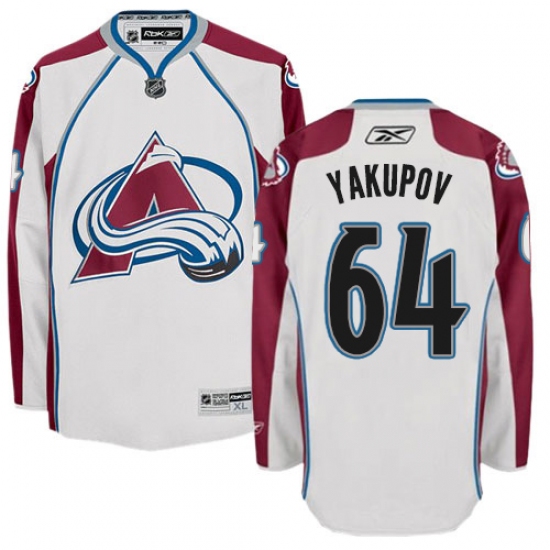 Men's Reebok Colorado Avalanche 64 Nail Yakupov Authentic White Away NHL Jersey