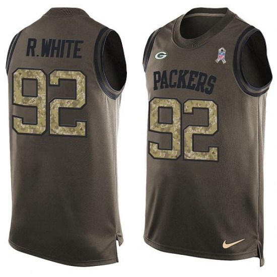 Men's Nike Green Bay Packers 92 Reggie White Limited Green Salute to Service Tank Top NFL Jersey