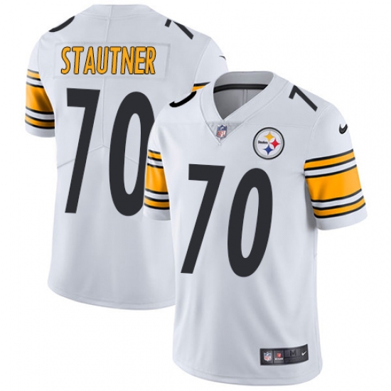 Men's Nike Pittsburgh Steelers 70 Ernie Stautner White Vapor Untouchable Limited Player NFL Jersey