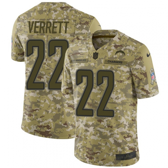 Youth Nike Los Angeles Chargers 22 Jason Verrett Limited Camo 2018 Salute to Service NFL Jersey