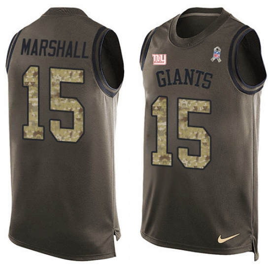 Men's Nike New York Giants 15 Brandon Marshall Limited Green Salute to Service Tank Top NFL Jersey