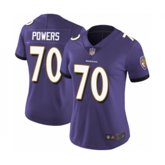 Women's Baltimore Ravens 70 Ben Powers Purple Team Color Vapor Untouchable Limited Player Football Jersey