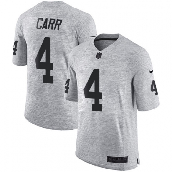 Men's Nike Oakland Raiders 4 Derek Carr Limited Gray Gridiron II NFL Jersey