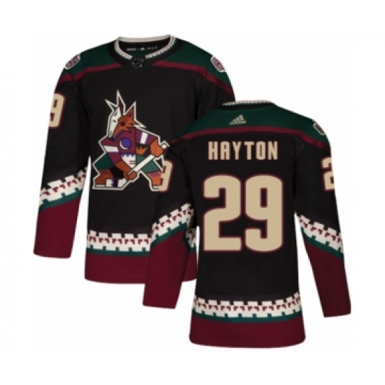 Men's Arizona Coyotes 29 Barrett Hayton Authentic Black Alternate Hockey Jersey