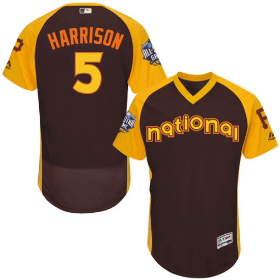 Men's Majestic Pittsburgh Pirates 5 Josh Harrison Brown 2016 All-Star National League BP Authentic Collection Flex Base MLB Jersey