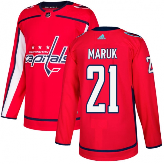 Men's Adidas Washington Capitals 21 Dennis Maruk Authentic Red Home NHL Jersey