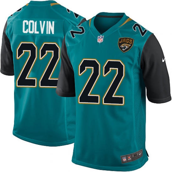 Men's Nike Jacksonville Jaguars 22 Aaron Colvin Game Teal Green Team Color NFL Jersey