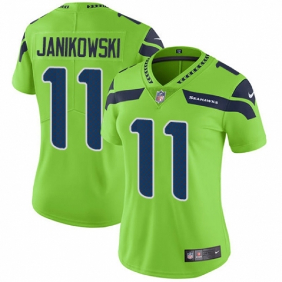 Women's Nike Seattle Seahawks 11 Sebastian Janikowski Limited Green Rush Vapor Untouchable NFL Jersey