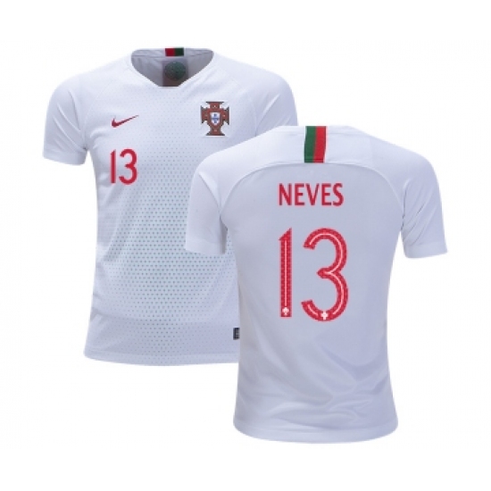 Portugal 13 Neves Away Kid Soccer Country Jersey