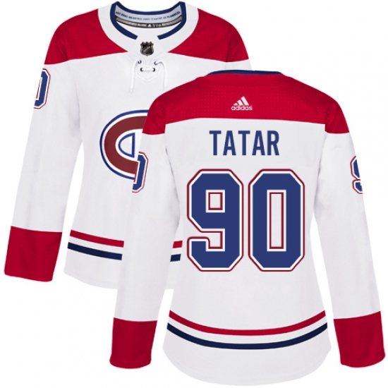 Women's Adidas Montreal Canadiens 90 Tomas Tatar Authentic White Away NHL Jersey