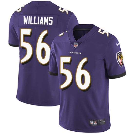 Men's Nike Baltimore Ravens 56 Tim Williams Purple Team Color Vapor Untouchable Limited Player NFL Jersey