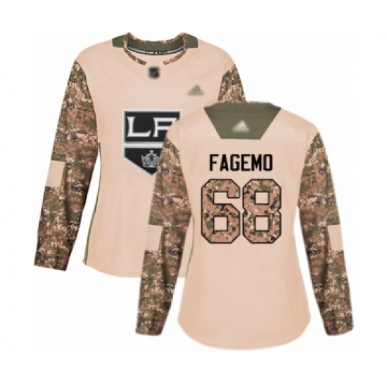 Women's Los Angeles Kings 68 Samuel Fagemo Authentic Camo Veterans Day Practice Hockey Jersey