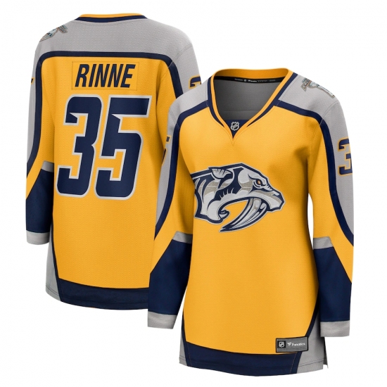 Women's Nashville Predators 35 Pekka Rinne Fanatics Branded Gold 2020-21 Special Edition Breakaway Player Jersey