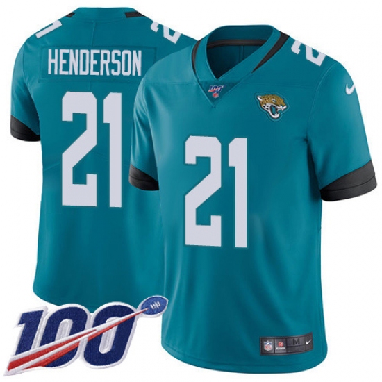 Men's Jacksonville Jaguars 21 C.J. Henderson Teal Green Alternate Stitched 100th Season Vapor Untouchable Limited Jersey