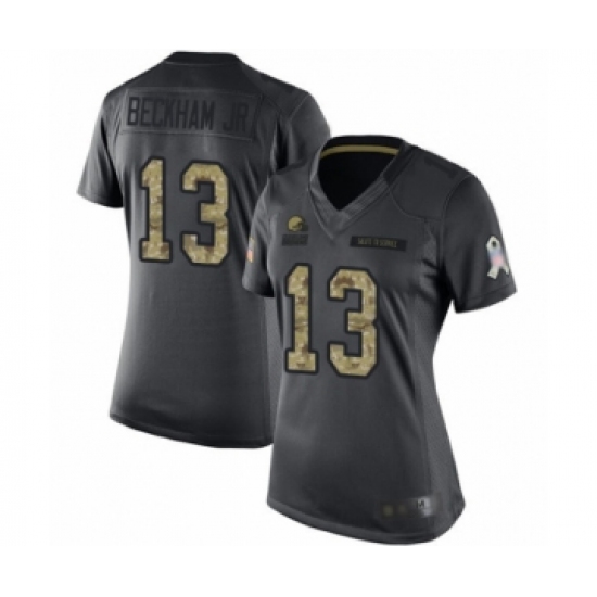 Women's Odell Beckham Jr. Limited Black Nike Jersey NFL Cleveland Browns 13 2016 Salute to Service