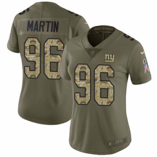 Women's Nike New York Giants 96 Kareem Martin Limited Olive Camo 2017 Salute to Service NFL Jersey