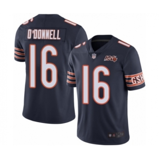 Youth Chicago Bears 16 Pat O'Donnell Navy Blue Team Color 100th Season Limited Football Jersey