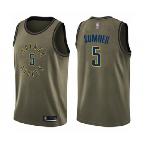 Men's Indiana Pacers 5 Edmond Sumner Swingman Green Salute to Service Basketball Jersey