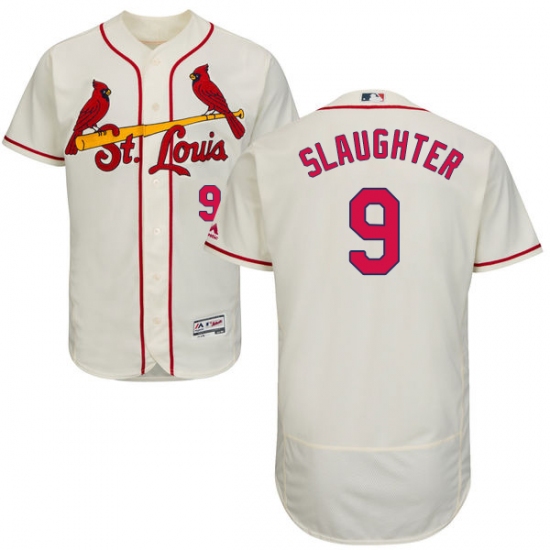 Men's Majestic St. Louis Cardinals 9 Enos Slaughter Cream Alternate Flex Base Authentic Collection MLB Jersey