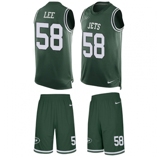Men's Nike New York Jets 58 Darron Lee Limited Green Tank Top Suit NFL Jersey