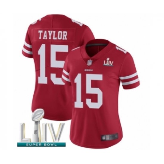 Women's San Francisco 49ers 15 Trent Taylor Red Team Color Vapor Untouchable Limited Player Super Bowl LIV Bound Football Jersey