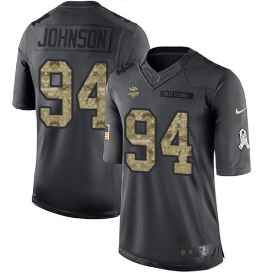 Youth Nike Minnesota Vikings 94 Jaleel Johnson Limited Black 2016 Salute to Service NFL Jersey