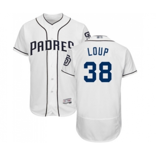 Men's San Diego Padres 38 Aaron Loup White Home Flex Base Authentic Collection Baseball Jersey