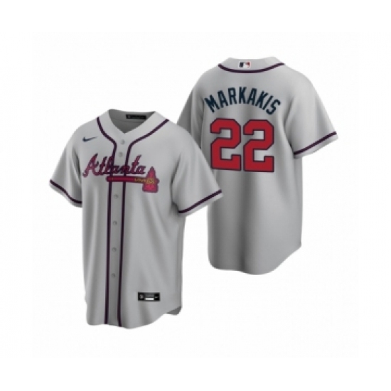 Youth Atlanta Braves 22 Nick Markakis Nike Gray 2020 Replica Road Jersey