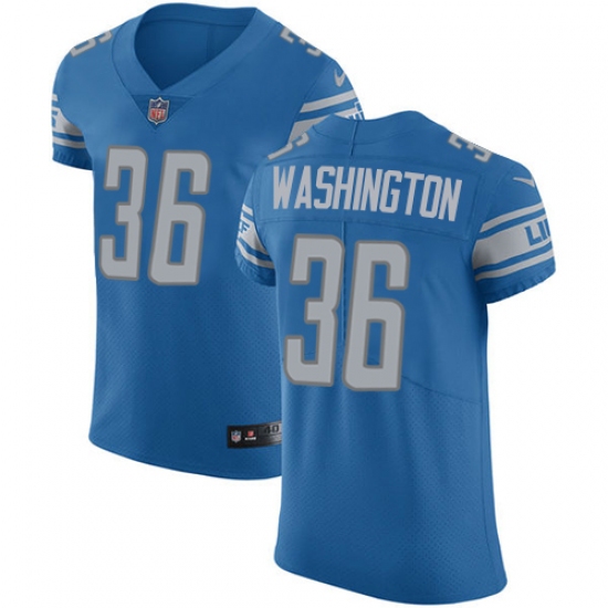 Men's Nike Detroit Lions 36 Dwayne Washington Blue Team Color Vapor Untouchable Elite Player NFL Jersey