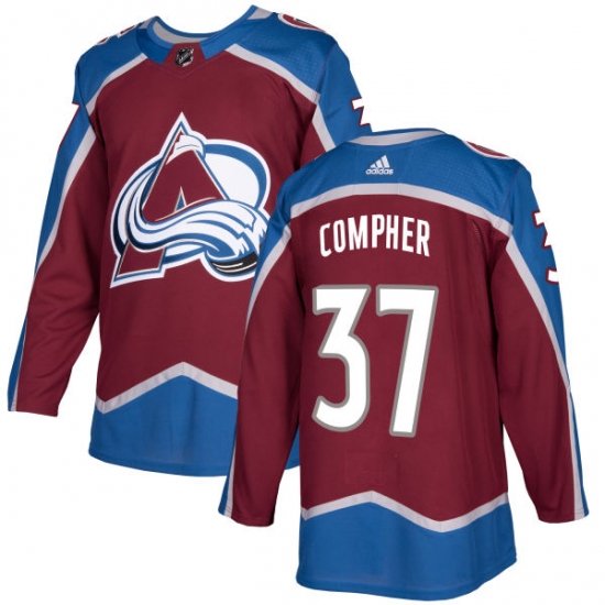 Men's Adidas Colorado Avalanche 37 J.T. Compher Authentic Burgundy Red Home NHL Jersey