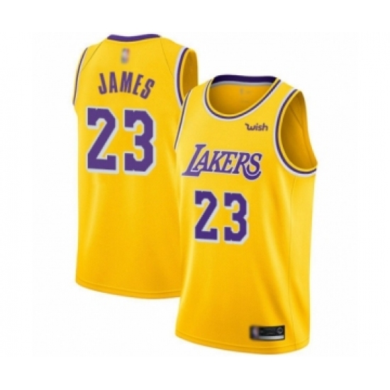 Women's Los Angeles Lakers 23 LeBron James Swingman Gold Basketball Jerseys - Icon Edition