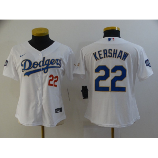 Women's Nike Los Angeles Dodgers 22 Clayton Kershaw White Champions Jersey