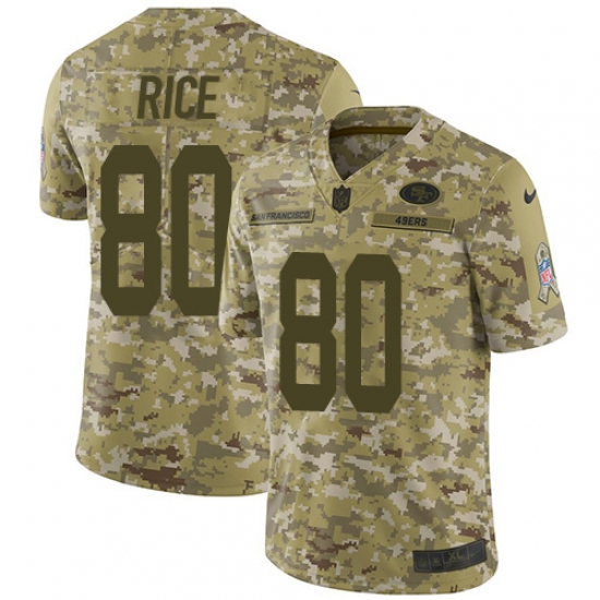 Men's Nike San Francisco 49ers 80 Jerry Rice Limited Camo 2018 Salute to Service NFL Jersey