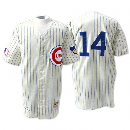 Men's Mitchell and Ness Chicago Cubs 14 Ernie Banks Authentic White Throwback MLB Jersey