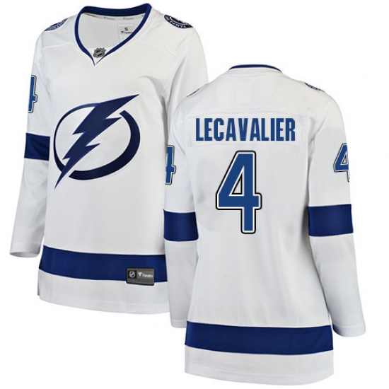 Women's Tampa Bay Lightning 4 Vincent Lecavalier Fanatics Branded White Away Breakaway NHL Jersey