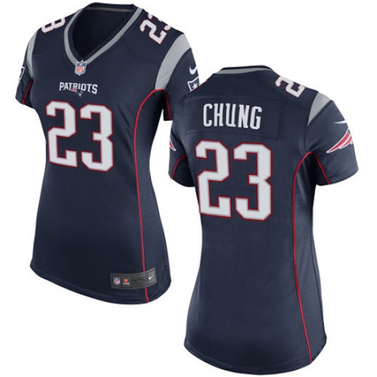 Women's Nike New England Patriots 23 Patrick Chung Game Navy Blue Team Color NFL Jersey