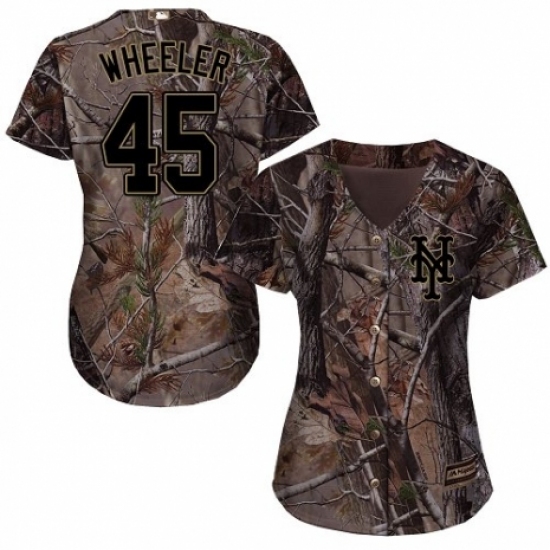 Women's Majestic New York Mets 45 Zack Wheeler Authentic Camo Realtree Collection Flex Base MLB Jersey